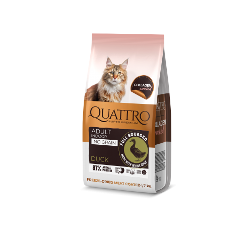 Quattro Cat Adult Duck беззерновий корм для дорослих котів від 1 року з качкою 7 кг