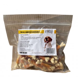 Ласощі для собак O`dog Chicken &White CalciumBone Кістка з куркою та кальцієм 5см, 500г