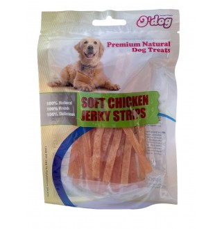 Ласощі для собак O`dog Soft Chicken Jerky Strips М’які курячі смужки 11см, 100г