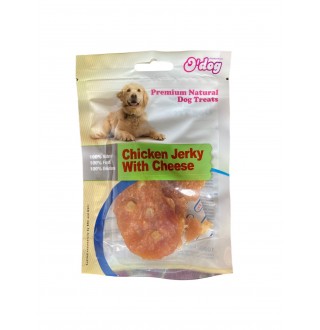 Ласощі для собак. O`dog Chicken Jerky With Cheese Куряче м'ясо з сиром, 100г