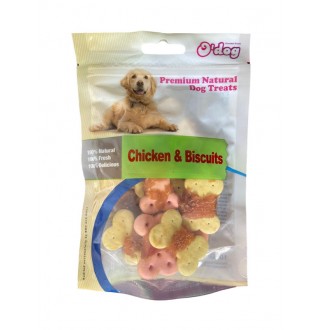Ласощі для собак.O`dog Chicken & Biscuit  Курка та печиво 5см, 100г