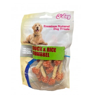Ласощі для собак O`dog Duck & Rice Dumbbel Duck & Rice Dumbbel Гантельки з качки та рису 7см, 100г