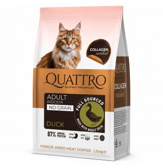 Quattro Cat Adult Duck беззерновий корм для дорослих котів від 1 року з качкою 1,5 кг
