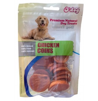 Ласощі для собак O`dog Chicken Coins Курячі чіпси 4см, 100г