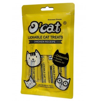Ласощі для котів O'cat lickable cat treats chicken ласощі з куркою 12g*5 tube, 60г