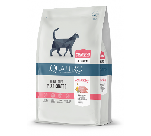 Quattro Cat Sterilized Chicken корм для стерилізованих котів з куркою 7 кг