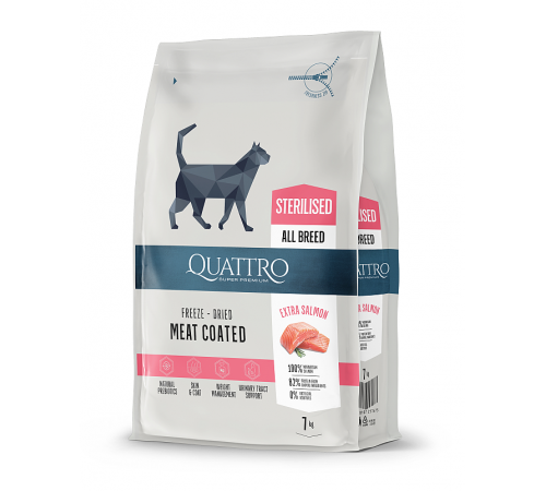 Quattro Cat Sterilized Salmon корм для стерилізованих котів з лососем 7 кг