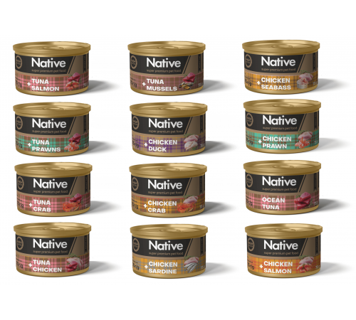 Native BOX 3+1 Повнораціонний вологий корм для дорослих котів, 4 смаки в одному наборі- ассорті 4х75г, 300г.