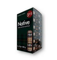 Native BOX 3+1 Повнораціонний вологий корм для дорослих котів, 4 смаки в одному наборі- ассорті 4х75г, 300г.