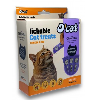O'cat Lickable Cat Treats Chicken & Cod Ласощі для котів (Курка та Тріска), 30 шт х 12 г 360 г. 