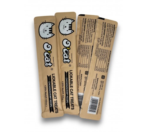 O'cat Lickable Cat Treats Chicken & Cod Ласощі для котів (Курка та Тріска), 30 шт х 12 г 360 г. 