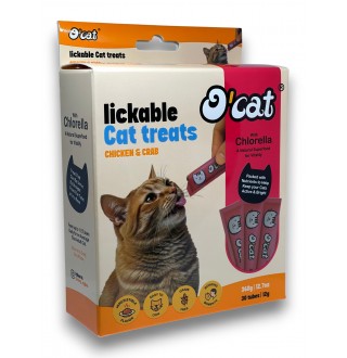 O'cat Lickable Cat Treats Chicken & Crab Ласощі для котів (Курка та Краб), (30 шт х 12 г) 360 г. 