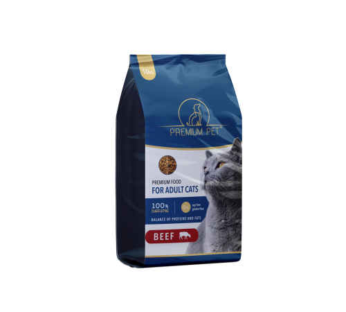 Premium Pet Повноцінний сухий корм для котів з яловичиною 10 кг