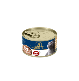 Premium Pet Повнораціонний корм для дорослих котів. Паштет з яловичиною 100 г