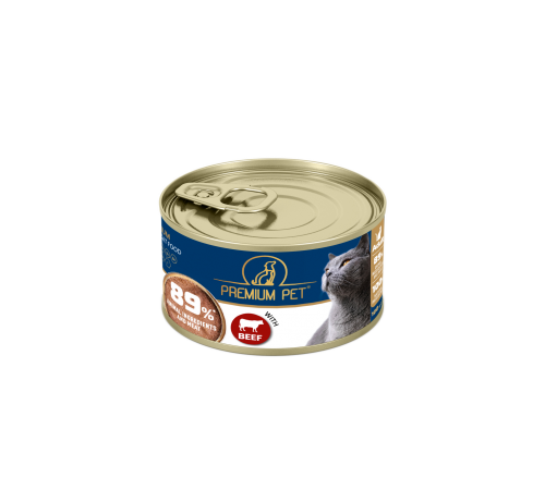Premium Pet Повнораціонний корм для дорослих котів. Паштет з яловичиною 100 г