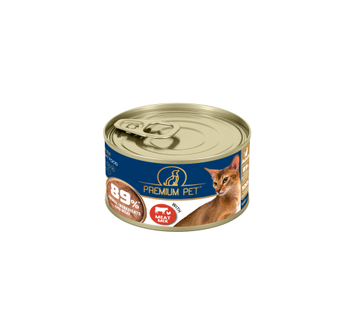 Premium Pet Повнораціонний корм для дорослих котів.Паштет - м'ясне асорті 100 г