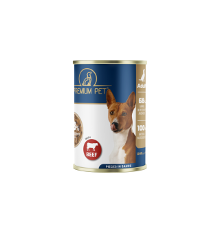 Premium Pet Повнораціонний корм для дорослих собак консервований. Шматочки в соусі з яловичиною 1240 г