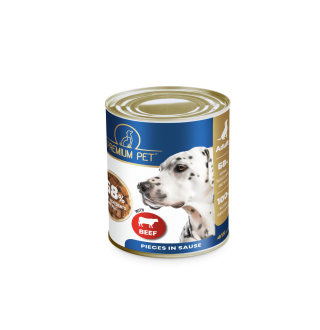 Premium Pet Повнораціонний корм для дорослих собак консервований. Шматочки в соусі з яловичиною 415 г