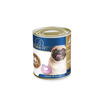 Premium Pet Повнораціонний корм для дорослих собак консервований. Шматочки в соусі з індичкою 415 г