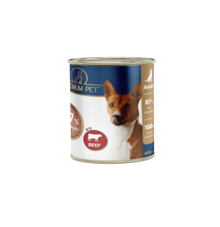 Premium Pet Повнораціонний корм для дорослих собак, консервований. Паштет м’ясний з яловичиною для собак 415 г
