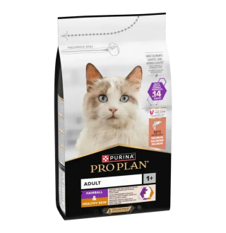 Purina Pro Plan Hairball & Healthy Skin- сухий корм для дорослих котів для зменшення утворення кульок шерсті у травному тракті та для підтримки здорової шкіри, з лососем, 1,5кг