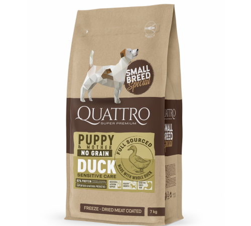 Quattro Puppy Duck Small Breed для цуценят, вагітних та лактуючих самок дрібних порід з качкою 7 кг