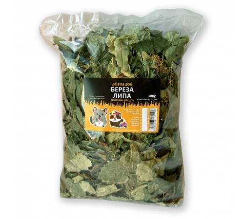 Zelena Zoo.Зелений раціон: Береза/Липа 100 г