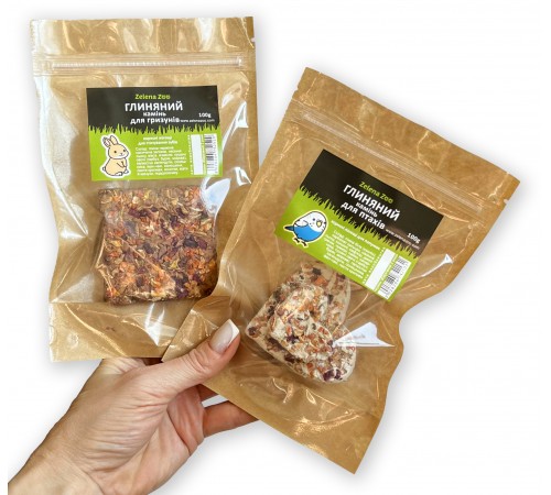 Zelena Zoo Глиняний камінь для гризунів з насінням, овочами і квітами 100 г