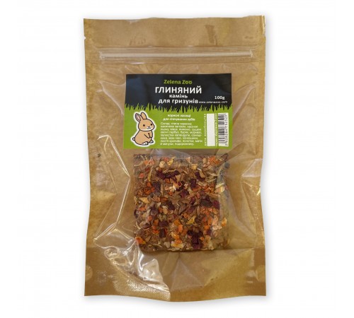Zelena Zoo Глиняний камінь для гризунів з насінням, овочами і квітами 100 г