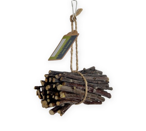 Zelena Zoo.Гілочки яблуні на мотузці для папужок і гризунів 50 г