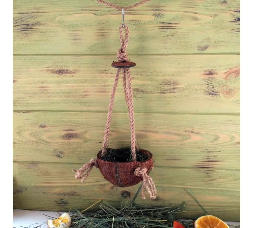 Zelena Zoo Гніздо із Кокоса для пташок на джутовій мотузці