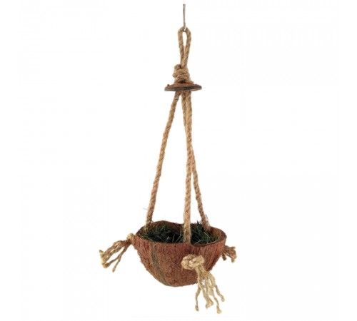 Zelena Zoo Гніздо із Кокоса для пташок на джутовій мотузці