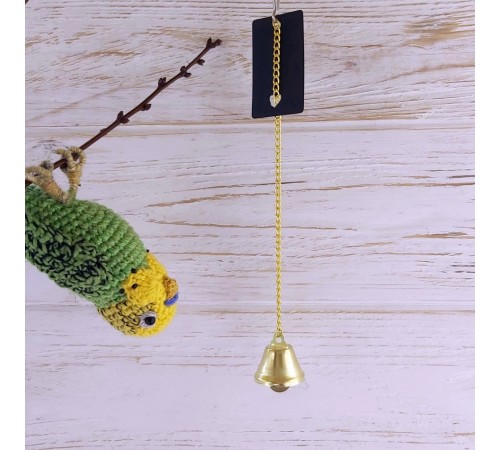 Zelena Zoo.Дзвіночок великий для папуг на ланцюжку 20 см