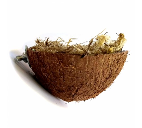 Zelena Zoo.Гніздо із Кокоса для пташок, наповнювач: мох сфагнум