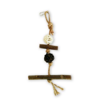 Zelena Zoo Гойдалка-Погризушка для папуг натур.дерев. з кульками 28 см