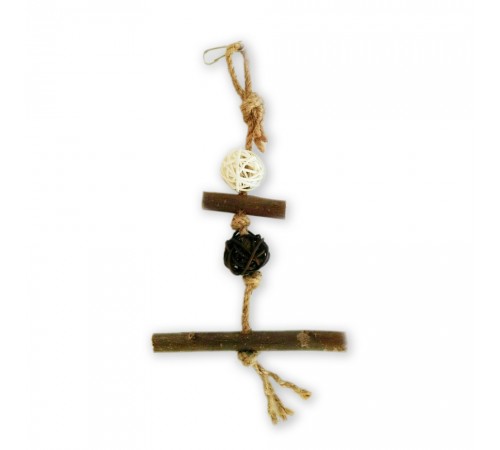 Zelena Zoo Гойдалка-Погризушка для папуг натур.дерев. з кульками 28 см