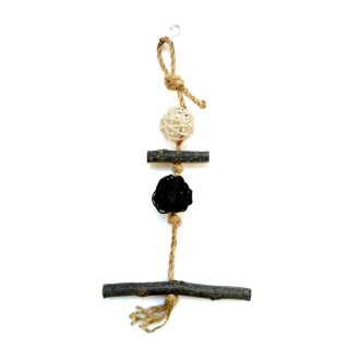 Zelena Zoo.Гойдалка-Погризушка для папуг натур.дерев. з кульками 35 см