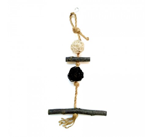 Zelena Zoo.Гойдалка-Погризушка для папуг натур.дерев. з кульками 35 см