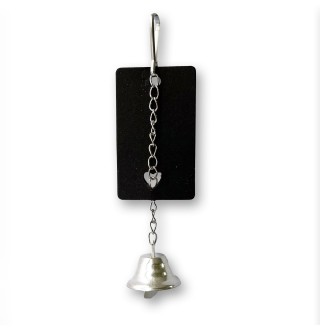 Zelena Zoo.Дзвіночок для папуг на ланцюжку 9 см срібло