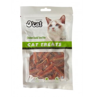 O'cat Chicken duck& tuna chip Ласощі для котів. Чіпси з тунця, курки та качки 50г