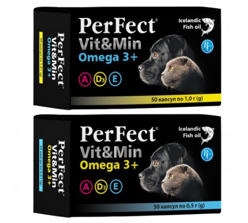 Ветсинтез. Perfect. Добавка Vit&Min Omega3+ для собак та котів  №50 по 1 г