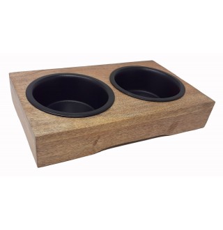 Набір із нержавіючої сталі з 2-х мисок і підставки з дерева, d 11,5 см
