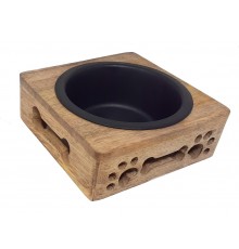 Миска з нержавіючої сталі з підставкою з дерева, d 11,5 см