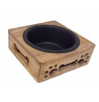 Миска з нержавіючої сталі з підставкою з дерева, d 11,5 см