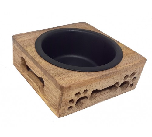 Миска з нержавіючої сталі з підставкою з дерева, d 11,5 см