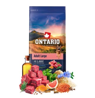 Ontario Adult Large Beef & Brown Rice Сухий корм для дорослих собак, великих порід з яловичиною та коричневим рисом NEW 12кг.