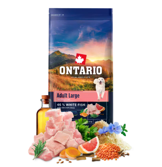 Ontario Adult Large Fish & Brown Rice.Сухий корм для дорослих собак великих порід з рибою та коричневим рисом , 12 кг
