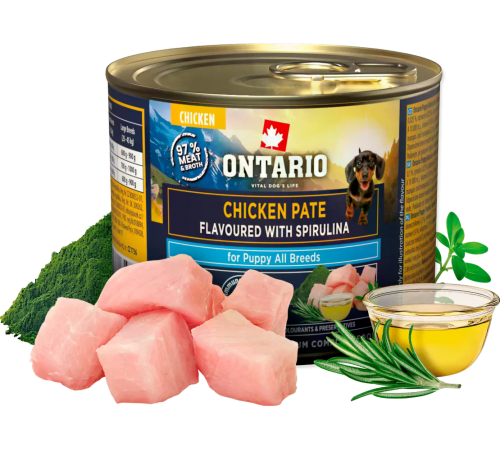 Ontario CAN Adult Beef Pate with Spirulina.Вологий корм для собак з яловичини зі смаком спіруліни, банка 200 г