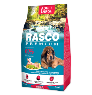 Rasco Premium Adult Large Сухий корм для дорослих собак, великих і гігантських порід, вагою понад 25 кг., з курячим м'ясом і рисом , 3кг 