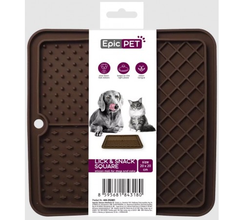 Epic Pet Lick&Snack Килимок для домашніх тварин квадратний коричневий 20x20 см